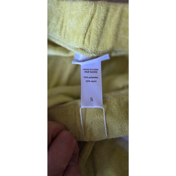 NWT Andie The Crop Pant Yellow/Green Size Small Lounge Terry  Cloth - Picture 5 of 9